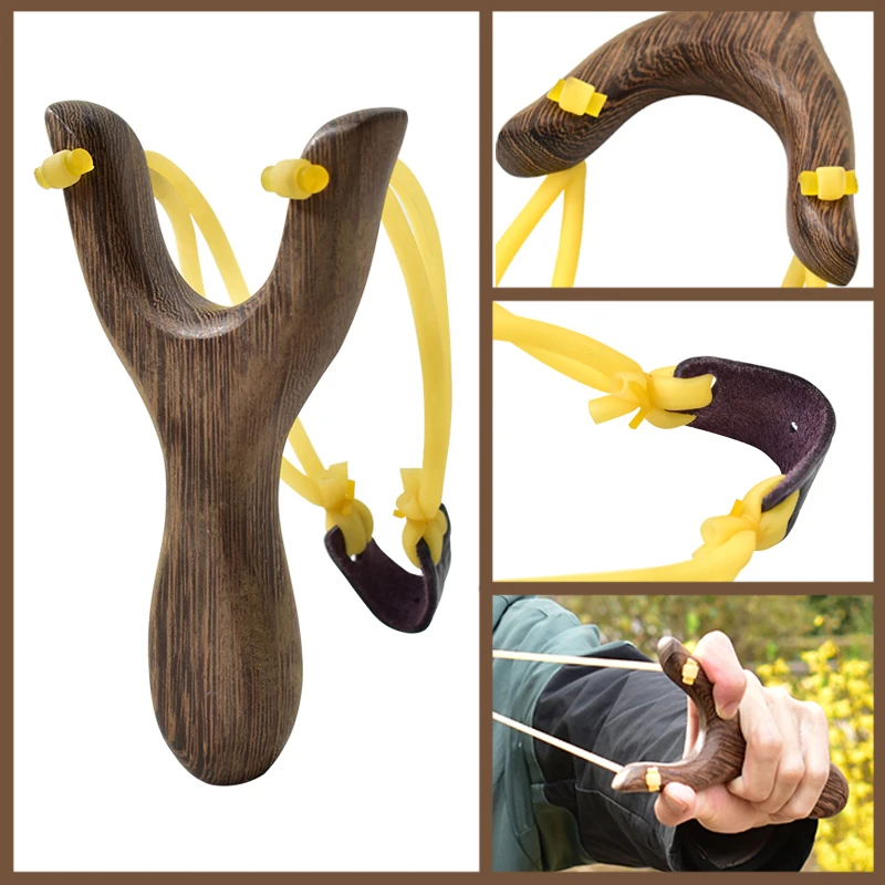 Traditional Wooden Slingshot Outdoor Shooting Toy Set Powerful Hunting Catapult For Slingshot Shooting Competitions