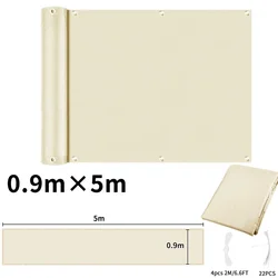 Waterproof Balcony Privacy Screen with UV Protection (Beige 90x500CM)