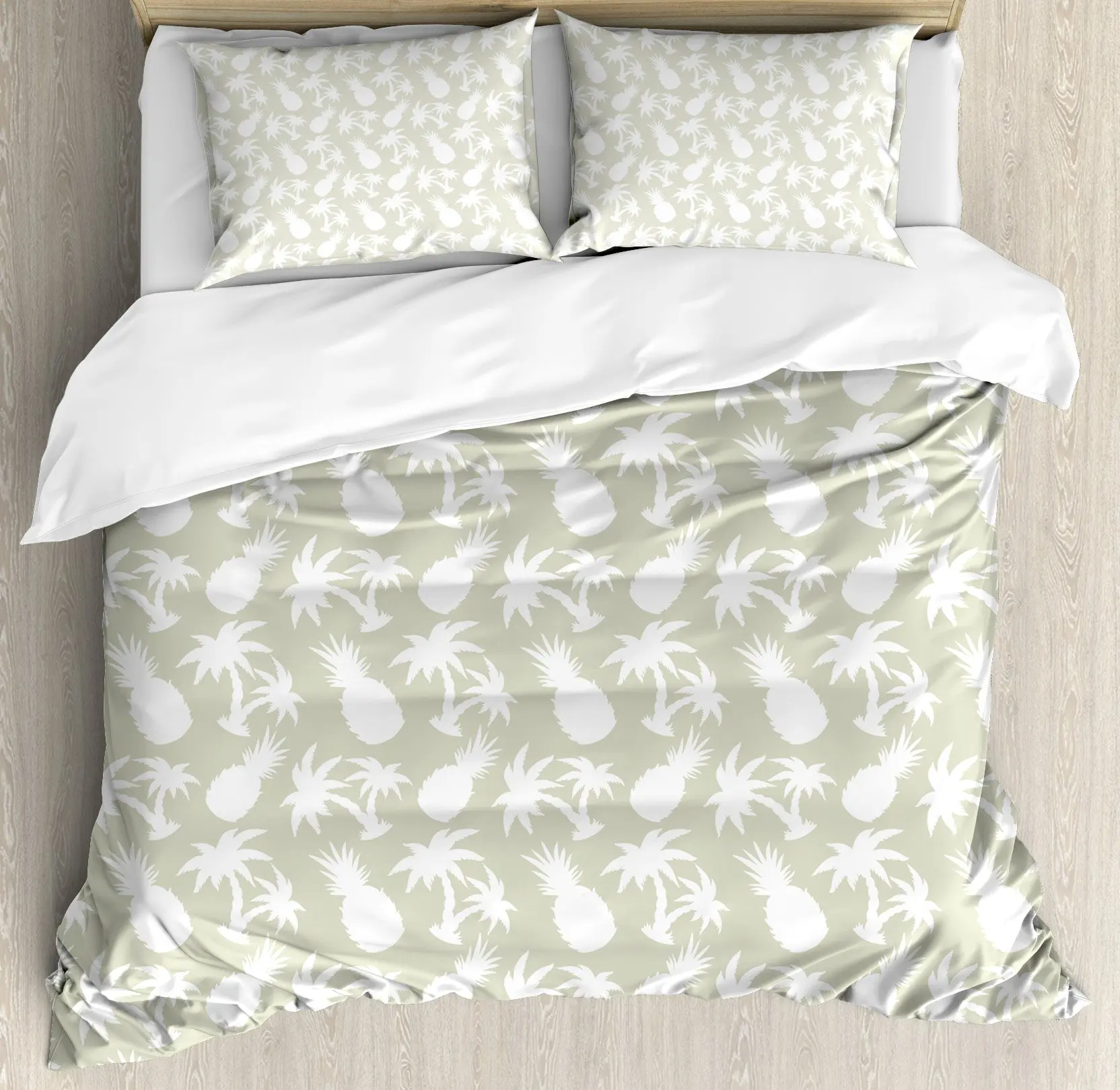 

Pineapple Duvet Cover Set, Tropical Theme Vintage Style Fruit Pattern, Decor 3 Piece Bedding Set with 2 Pillow Shams, Full Size