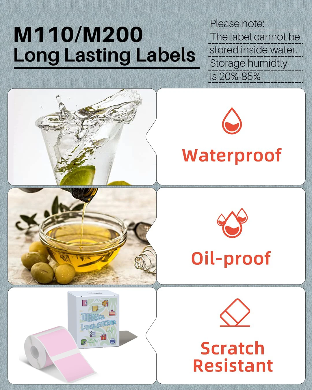 [Color Label Paper] 40*30mm Square Pink color label paper | Suitable for portable printers SK58/SK20/SK35/SK45/M110, barcode