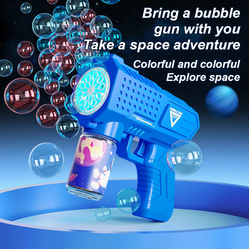 Bring 2 bottles of 50ml bubble water 2pcs bubble guns handheld kids fully automatic outdoor toy Children's holiday gift toy 6