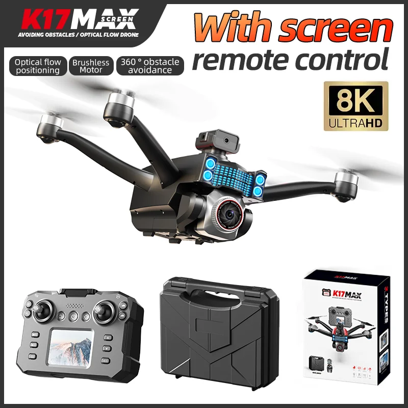 K17 Drone 8K Professinal With Screen HD Camera Obstacle Avoidance Brushless Motor RC Optical Flow Quadcopter Toys For Kids Gifts drone quadcopter