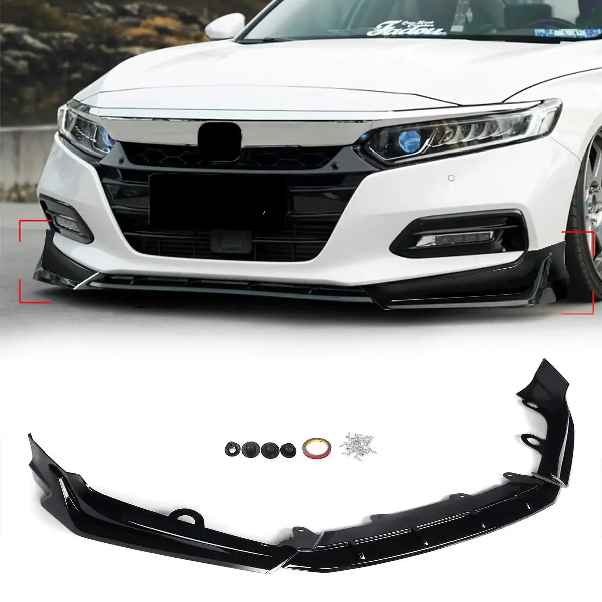 

ACR Style Car Front Bumper Spoiler Splitter Lip Protector Body Kit Deflector Lips Guard For Honda Accord 10th Gen 2018-2020