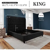 Bed Frame Queen Size Upholstered Platform Beds with 52.8'' Tall Sleigh Headboard, No Box Spring Needed, Bed Frame Queen 2