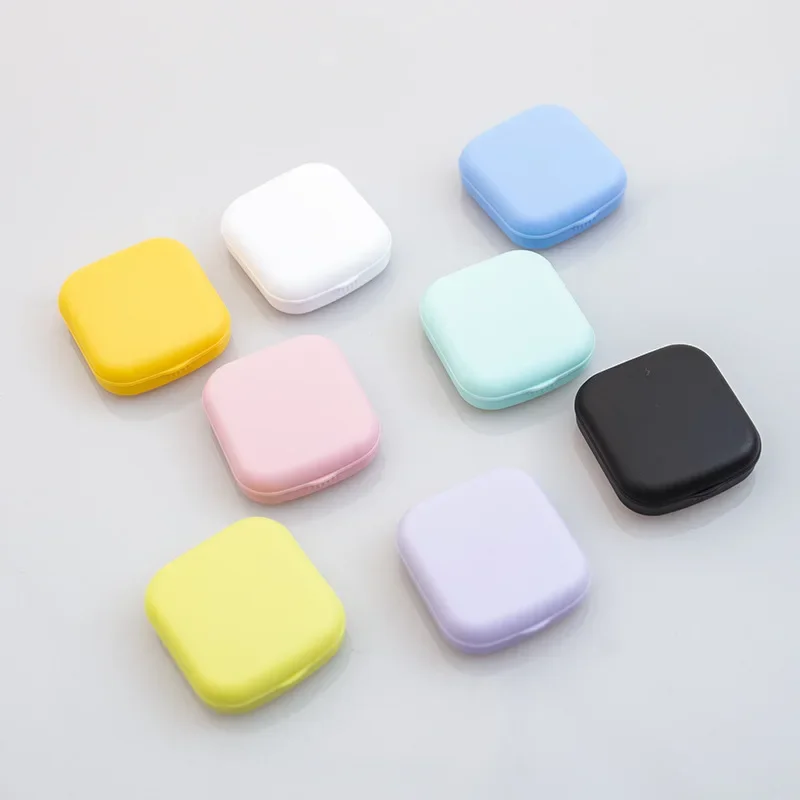 1 Pcs Solid Color Mini Contact Lens Case Easy Carry Make Up Beauty Pupil Storage Box with Mirror Cute Travel Kit Lens Container