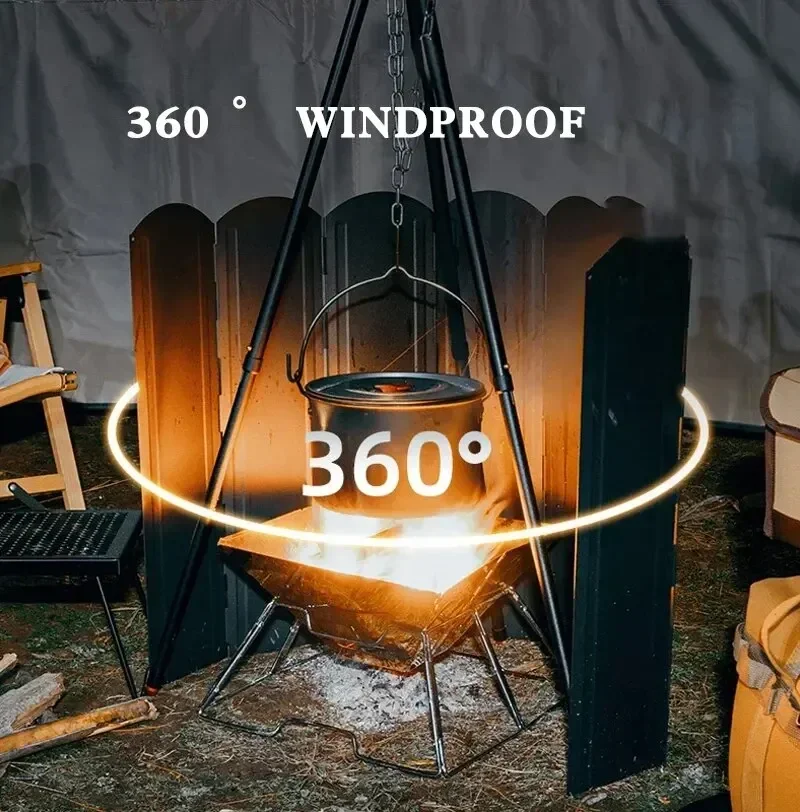 

Outdoor Wind Blocker 8 Plates Camping Stove Folding Camping Stove Windscreen Windshield with Carrying Bag Portable Wind Screen