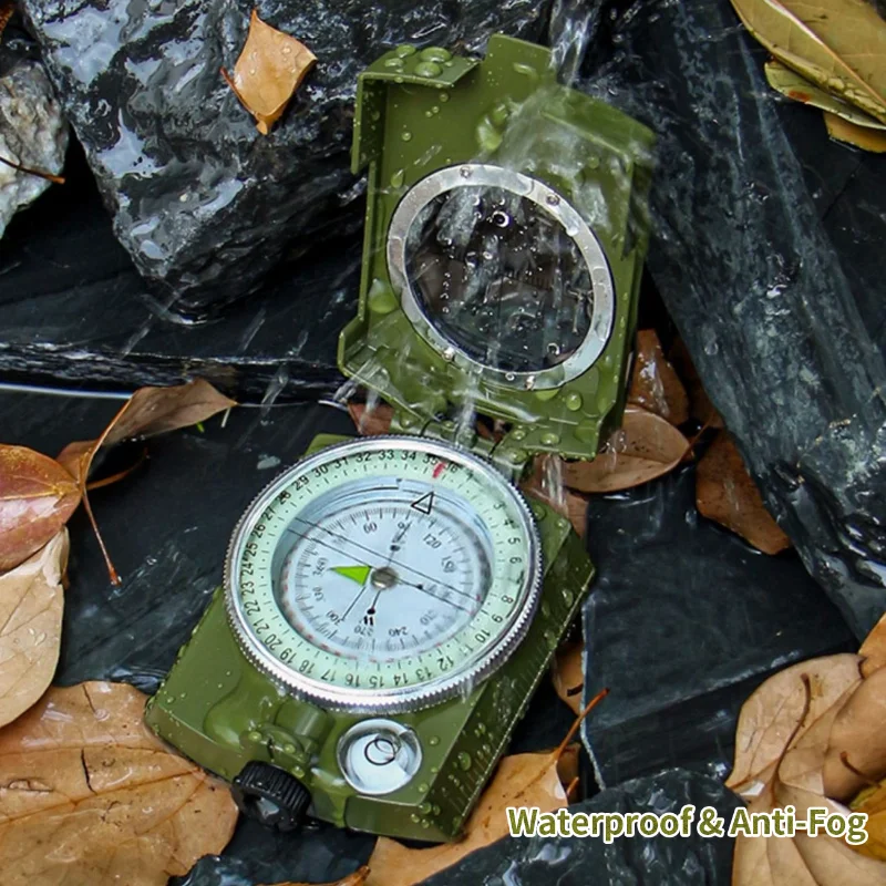 Outdoor Waterproof Compass Tactical Survival Compass High Precision Professional Metal Aiming Compass Exploration Geology