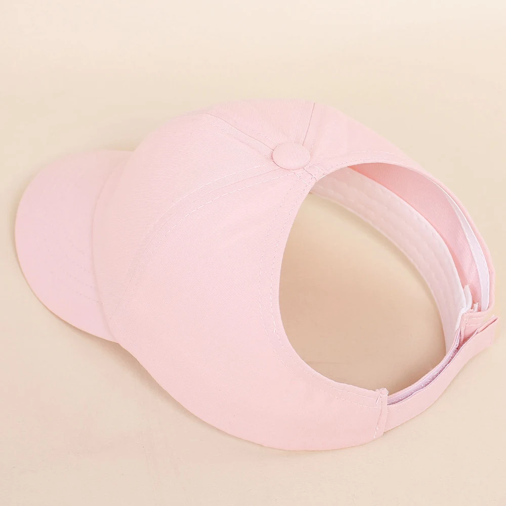 Simple Solid Color Summer Cap For Children High Ponytail Baseball Kids Girls Sun Visor Hats Empty Top Outdoor Sunshade Sun Hat