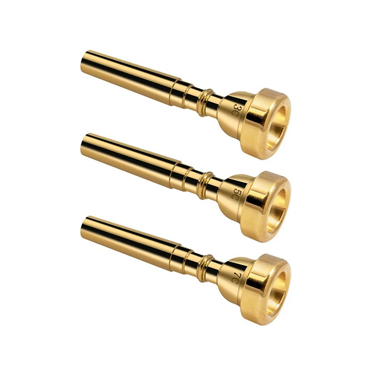 

3 Pack Trumpet Mouthpiece 3C 5C 7C Trumpet Accessories, Brass Trumpet Mouthpiece Set for Beginners (Gold)