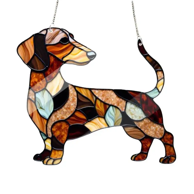 Cute Dog Window Hangable Sun catcher Ornament Acrylic Dachshund Ornament Home Garden Room Sun Catcher Decor