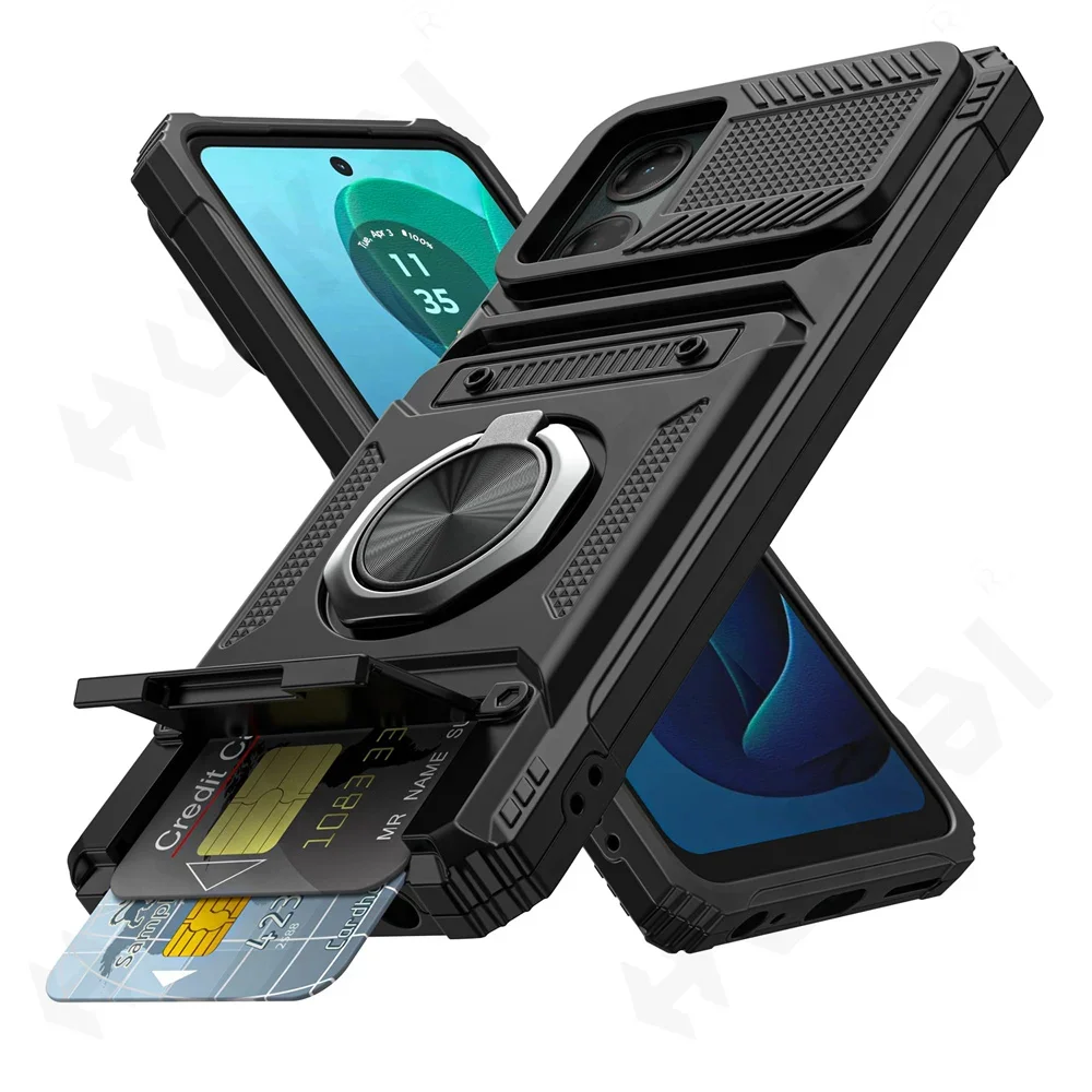 Rotating Ring Kickstand Protective Wallet Cover with Enhanced Durability