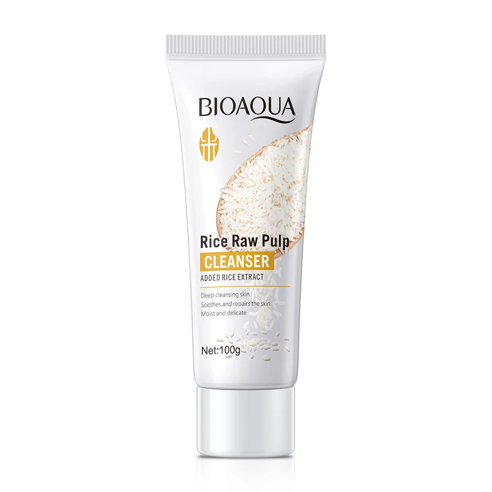 BIOAQUA Rice Raw Pulp Facial Cleanser Face Wash Foam skincare Moisturizing Skin Brightening Rejuvenation Face Cleanser Skin Care 6