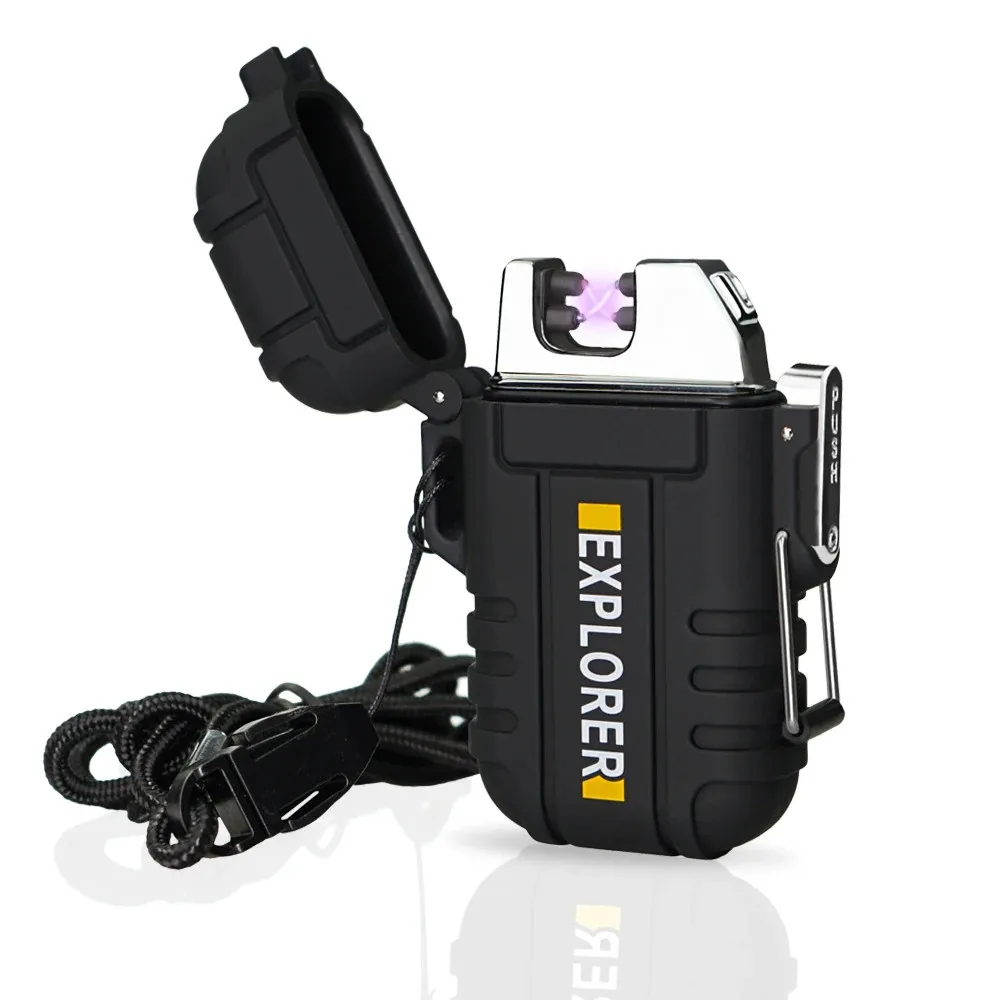 Outdoor Waterproof Usb Electric Lighter Windproof Dual Arc Plasma Lighters  Smoking Accessories BBQ Candle Lighter for Explorer - AliExpress