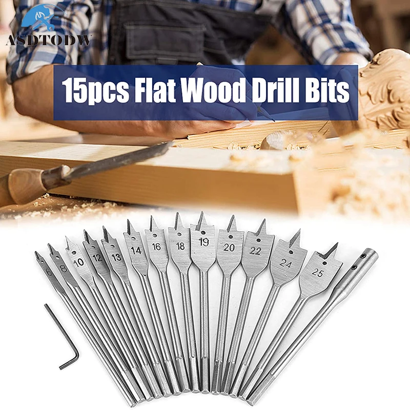 

Woodworking Spade Drill Bit Set Durable High-carbon Steel Flat Drills Set Titanium Coated Spade Woodworking Power Tool