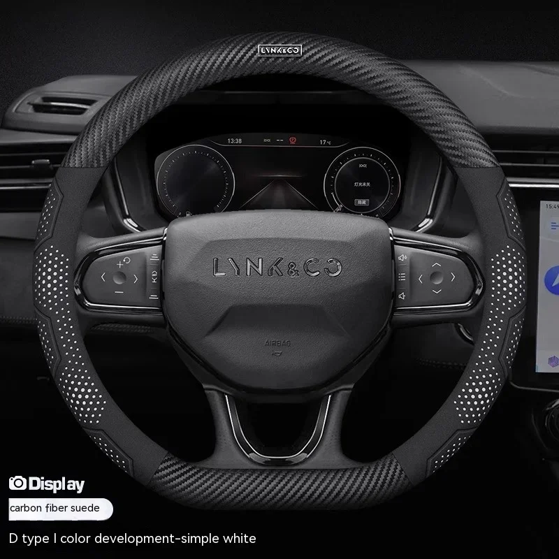

Carbon fiber Suede Leather Anti-slip Car Steering Wheel Cover For LYNK&CO 03 PHEV 05 09 PHEV 09 MHEV 01 06 02 03 Accessories