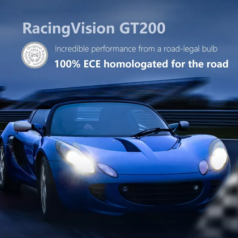 Philips H7 12V 55W Racing Vision GT200 Halogen Light Auto Headlight 200% Brighter Car Bulbs Genuine Original Lamp 12972RGTS2, 2x 6