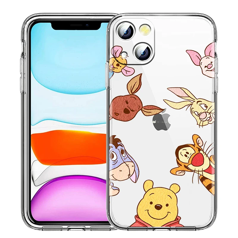 Disney Winnie The Pooh Cute Phone Case for Apple iPhone 14 13 12 11 Pro Max X XR XS 8 7 6 Transparent Silicone Shell Coque Capa iphone 13 mini silicone case