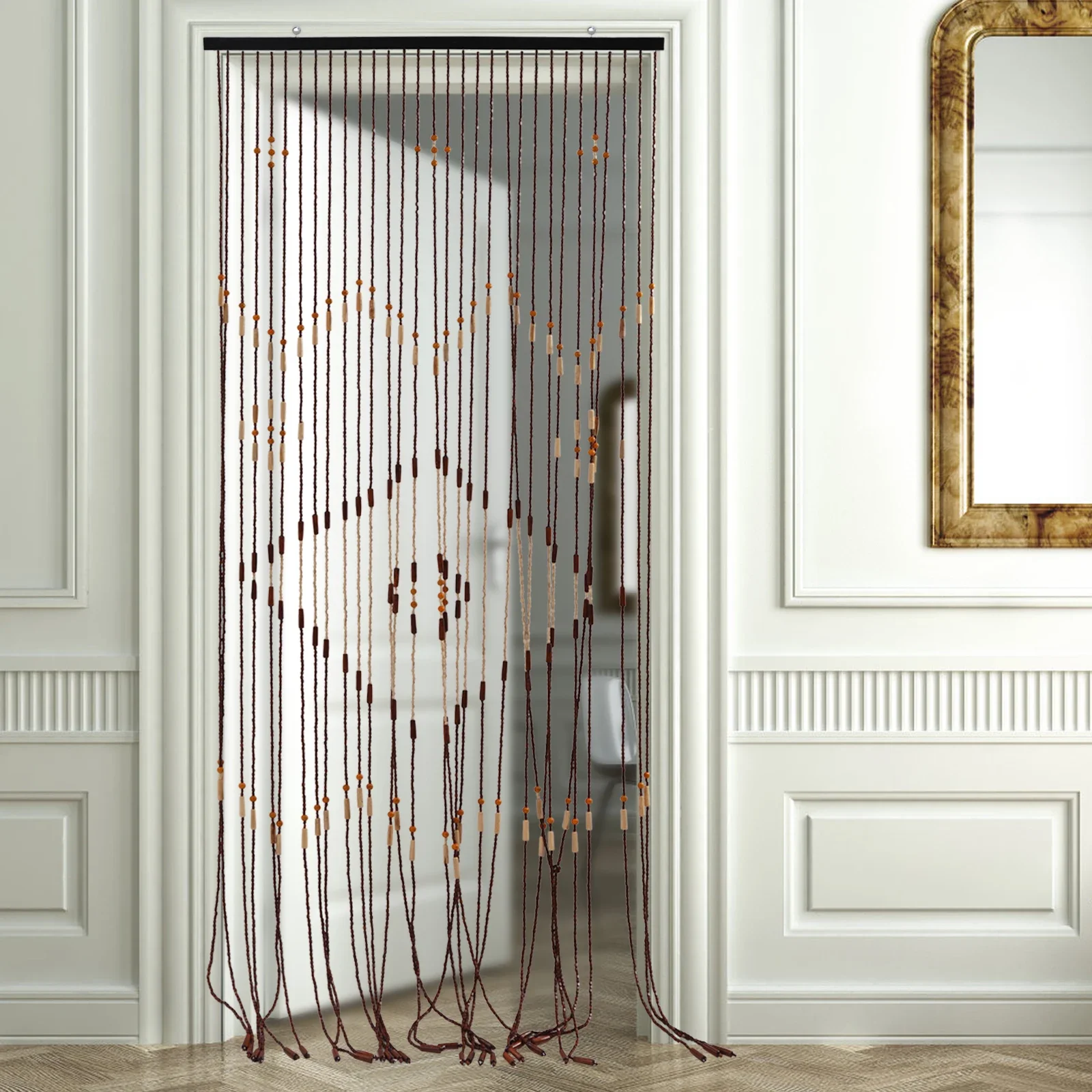 String Door Screen 31-Line Wooden Bead String Door Curtain Blind Fly Screen Porch Wooden ...