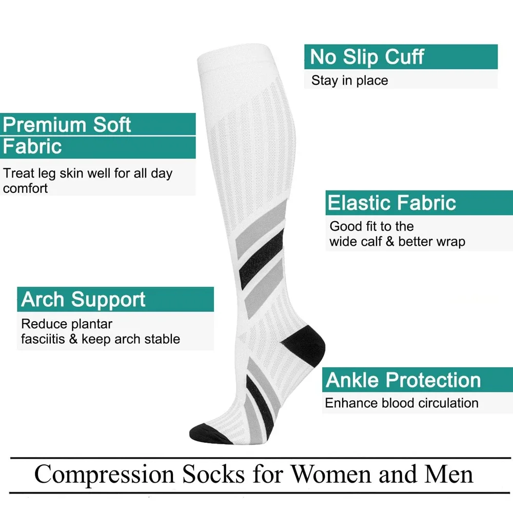 1Pair Calf High Compression Socks Men & Women 20-30 MmHg Knee High Nurse Pregnant Running Medical and Travel Athletic calf compression sleeves calf compression sleeve