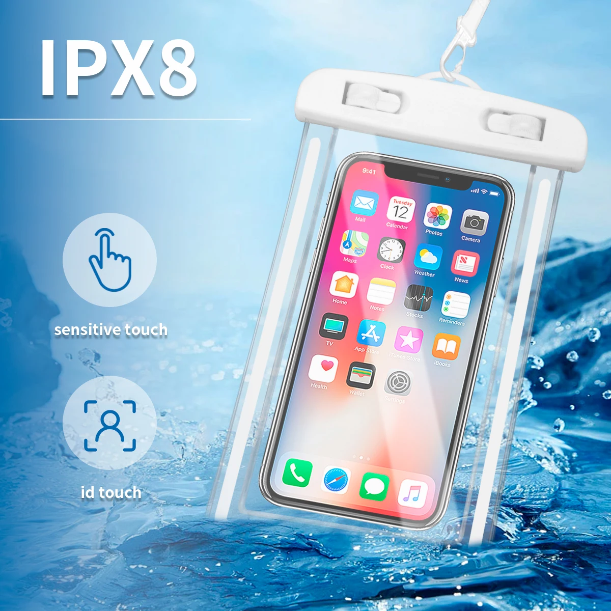 IPX8 Waterproof Phone Bag Case For IPhone 13 12 Samsung Xiaomi Universal Swimming Underwater Diving Phone Pouch Bag Case sf 01 diving flashlight 100m waterproof underwater 6000k strobe light ipx8 waterproof led flash light