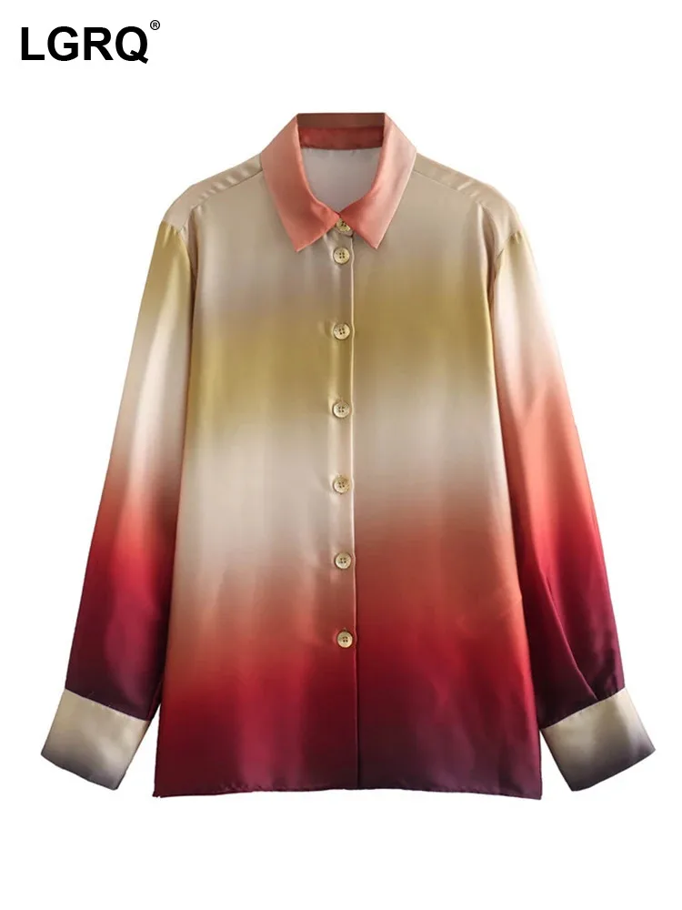 

LGRQ Sleeve 2024 Fashion Personality Shirt Tie-dyed Design Long Casual Skirt Women's Two-piece Sets High Quality Clothes 19F4172