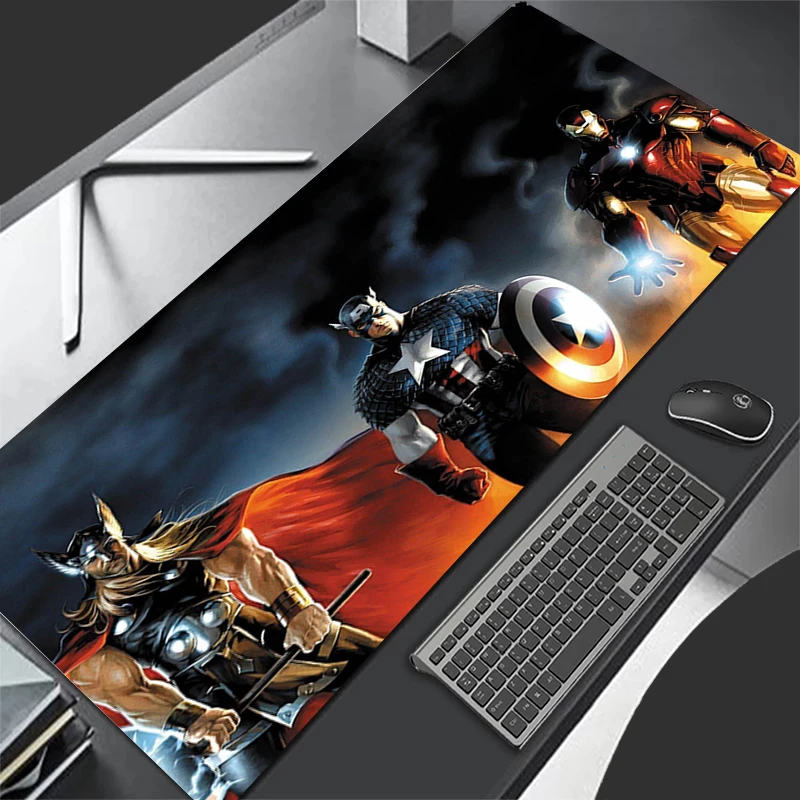 Marvel Iron Man Anime Gaming Large Mouse Pad Keyboard Accessories Anti slip Game Mousepad Computer Office Desktop Protection Mat mouse gamer wrist protection samll eva mats hand rest computer table cabinet keyboard support mouse pad gaming deskmat desk