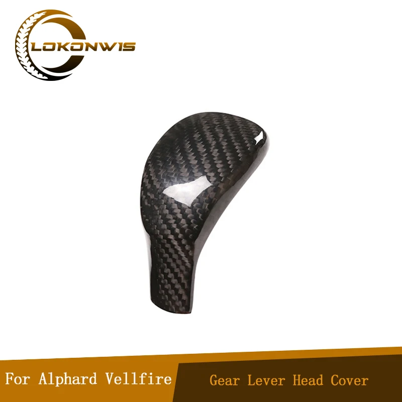 

Car Gear Shift Lever Head Real Carbon Fiber Cover Sticker For Toyota Alphard Vellfire 2015-2020 Interior Decoration Accessories