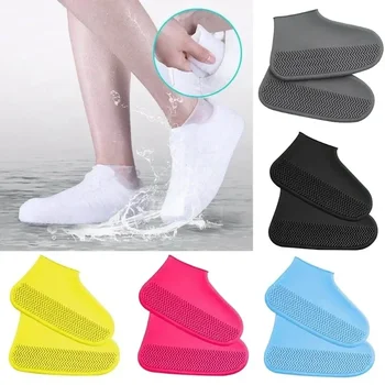 2pcs Waterproof Non-slip Silicone Shoe High Elastic Wear-resistant Unisex Rain Boots for Outdoor Rainy Day Reusable Shoe Cover