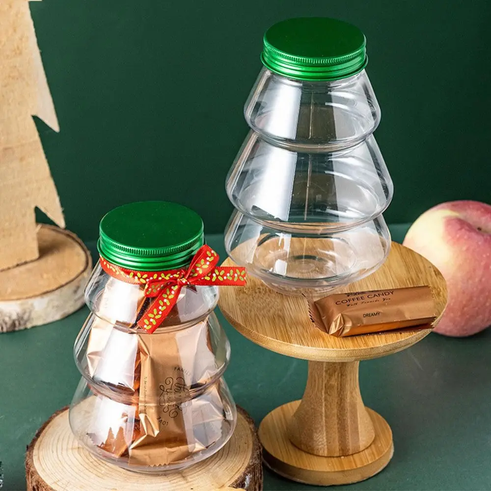 PET Christmas Tree Shaped Candy Jars Home Decor