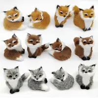 Cute Imitation Fox Ornaments Simulation Mini Squatting Squirrel Model Children Birthday Gifts Home Decor Plush Figures Craft 1