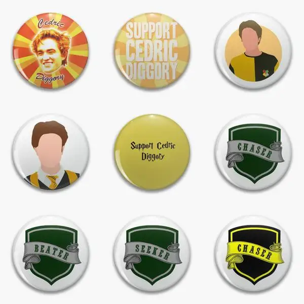 Cedric Diggory Badge Support Soft Button Pin Customizable Funny