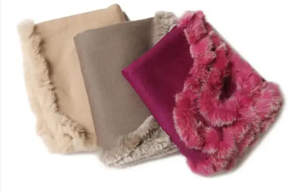 Winter Herbst Damen Warmer Breiter Schal Cape Wrap Echter Rex-Kaninchenfell Schal aus 100 % Wolle Modisches, gemütliches Accessoire für kaltes Wetter – Detail 11