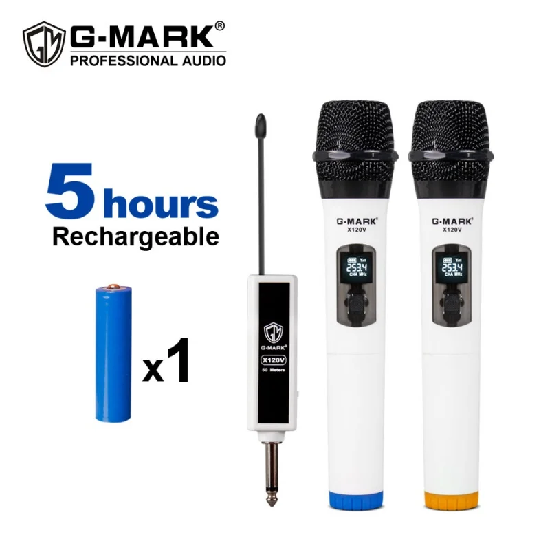 

Wireless Microphone G-MARK X120V Recording Karaoke Dynamic Handheld Mic Lithium Battery For Church Party Show Meeting Stage