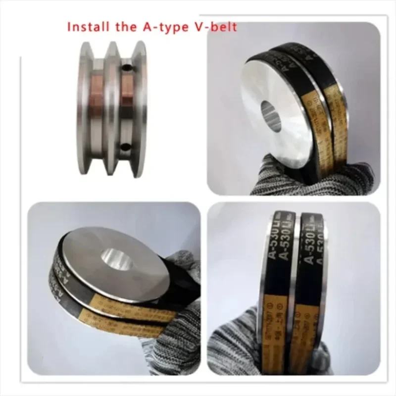 Aluminum Alloy Double Groove 60MM Pulley Wheel 8-25MM Fixed Bore Pulley for Motor Shaft 10MM PU Round Belt 1PC fixed pulley belt pulley