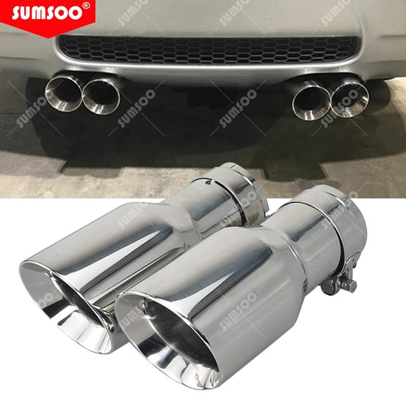 Universal Exhaust System End Chrome Pipe Car Exhaust Tip straight angle cut 1PCS 304 Stainless