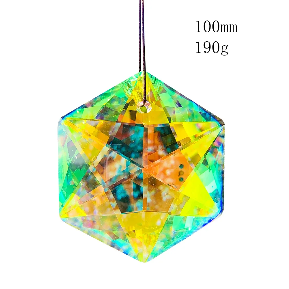 100mm Metatron Suncatcher Crystal Hanging Decor Star of David Prism Rainbow Maker Chandelier Parts Pendant Garden Decor