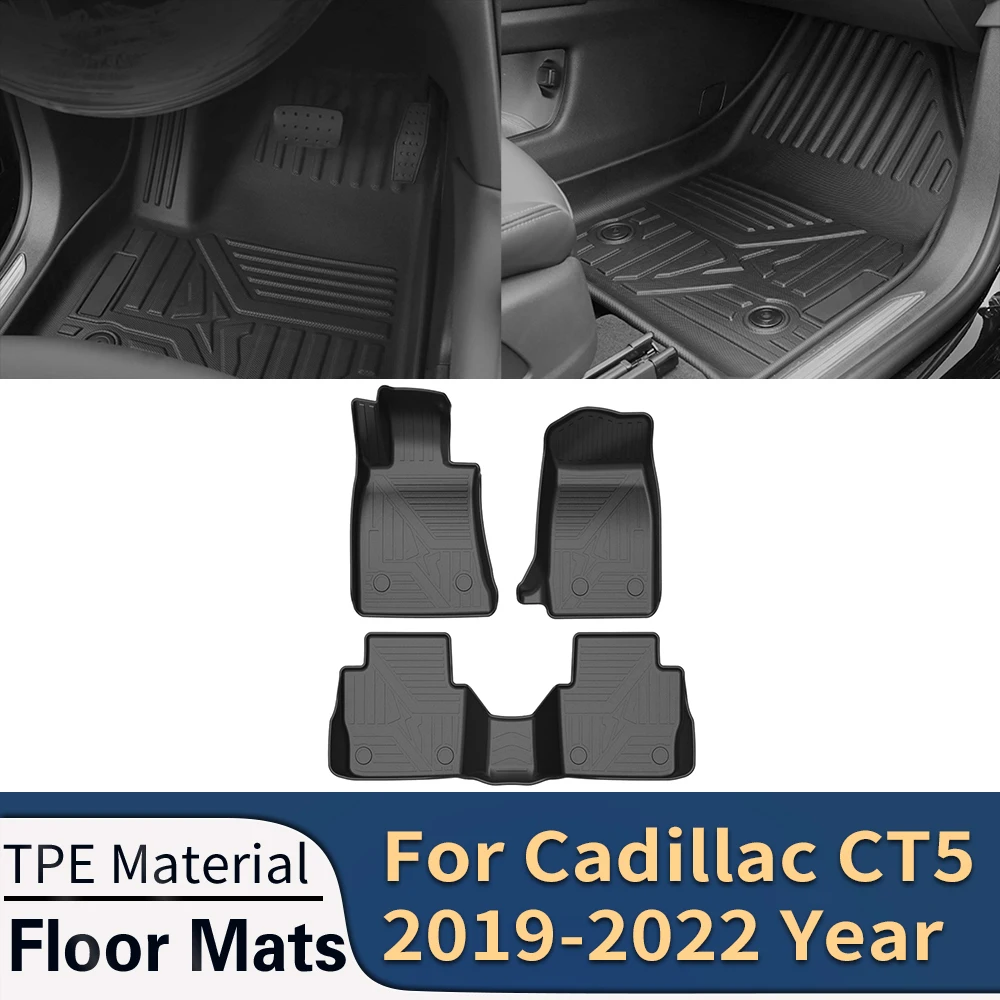 

Коврики для автомобиля Cadillac CT5 2019-2023, всесезонные коврики из ТПЭ без запаха, водонепроницаемые коврики для подноса, аксессуары для интерьера