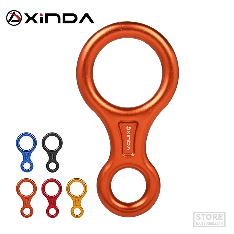 Xinda Rock Climbing 8-Shape Eight Ring Abseiling Device 45Kn Discensore Belay Rappelling Moschettone Outdoor Downhill Descent Kit