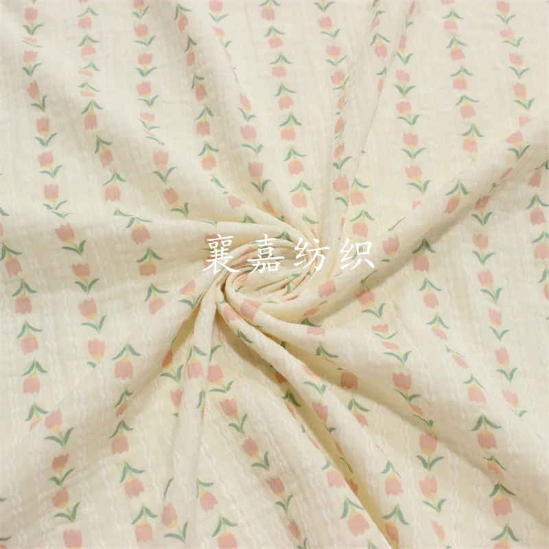 135x50cm 부드럽고 편안한 튤립 프린트 디자인 면직물, DIY 프로젝트용 홈 데코레이션 수면복 재봉 천