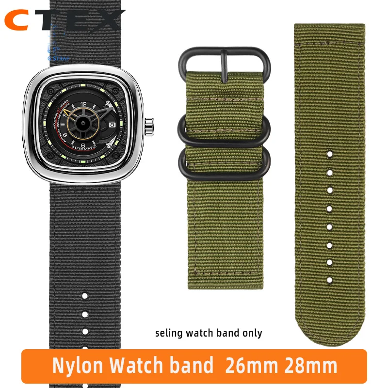 

26mm 28mm Nylon watchband Large size male For Diesel / Seven Friday M2 / Q201 /02 / 03 watch band army green wristband bracelet
