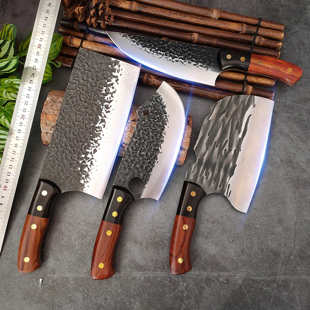 

Handmade Forged Stainless Steel Butcher Kitchen Cleaver Knife With Wooden Handle Meat Chopping Tool Slicing Knife Beef Cutter