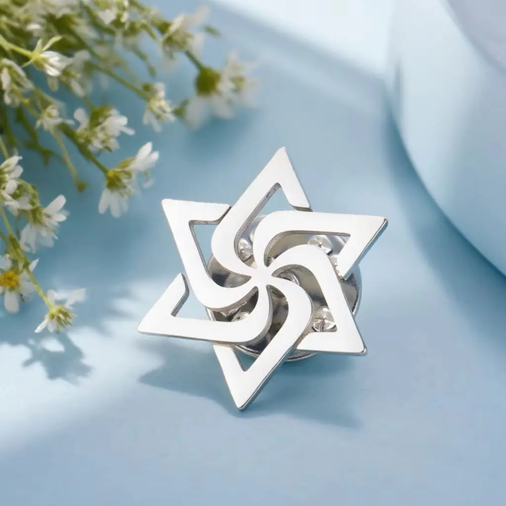 Dawapara Spiral Judentum Davidstern Brosche Pins Hexagramm Wirbel Raelian Unendlichkeitssymbol Edelstahl Schmuck