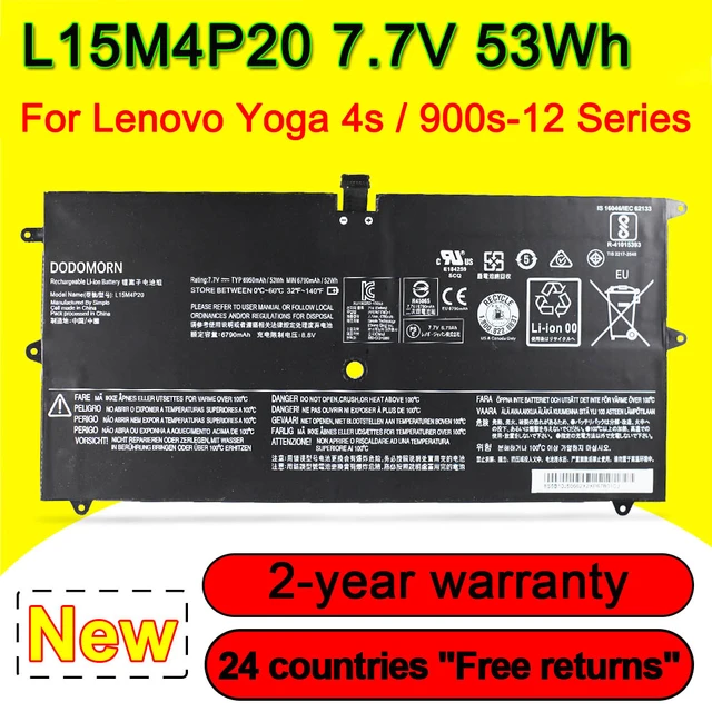7.7V 53Wh L15M4P20 Laptop Battery For Lenovo Yoga 900S-12 900S