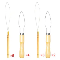 Wooden Handle Threader 1 Set Flexible Tips Stitch Insertion Time Saving Reusable Loop Turner Hook Pulling loop beads Loader
