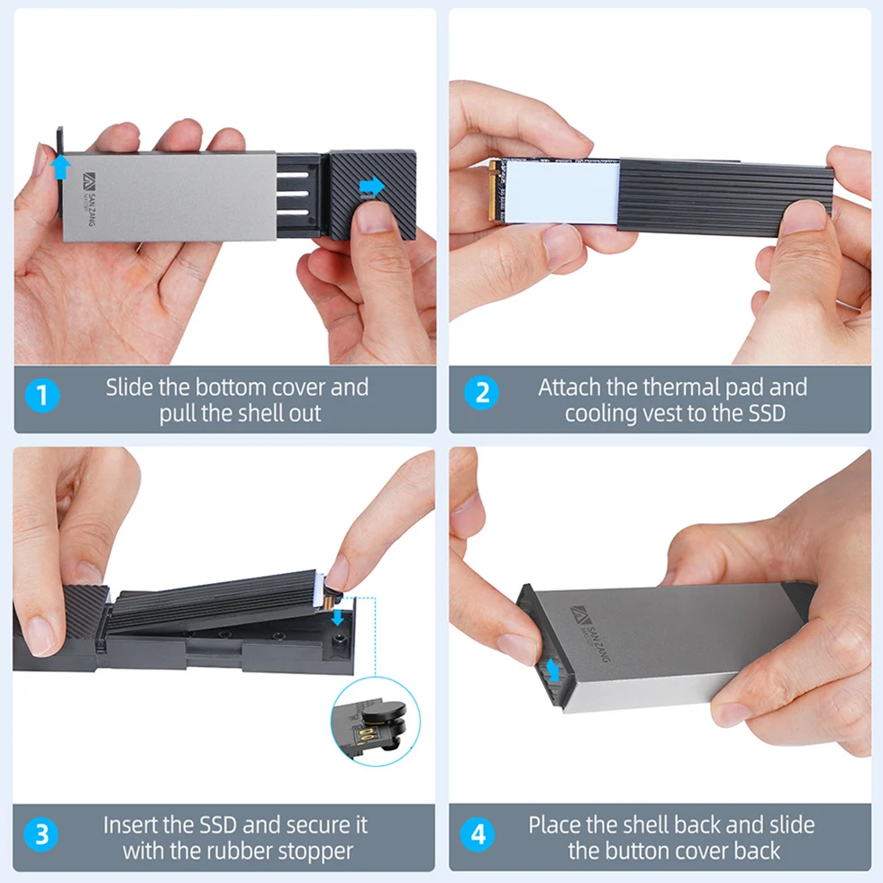 SANZANG 512 GBポータブルSSD、USB C 2インチケーブル、USB 3.1 GEN1、最大550MB/s、PC、Mac、Android、ゲームコンソール、Xbox用のポータブル外部SSD信頼できる SANZANG 512GB ポータブルSSD 外付けソリッドステートドライブ - 最大