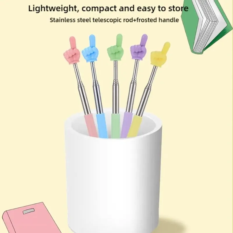 Steel Teaching Pointer, Telescopic Rod, Finger Design, Finger Reading Stick, Tools, School Office Suppliesinteresting Objects