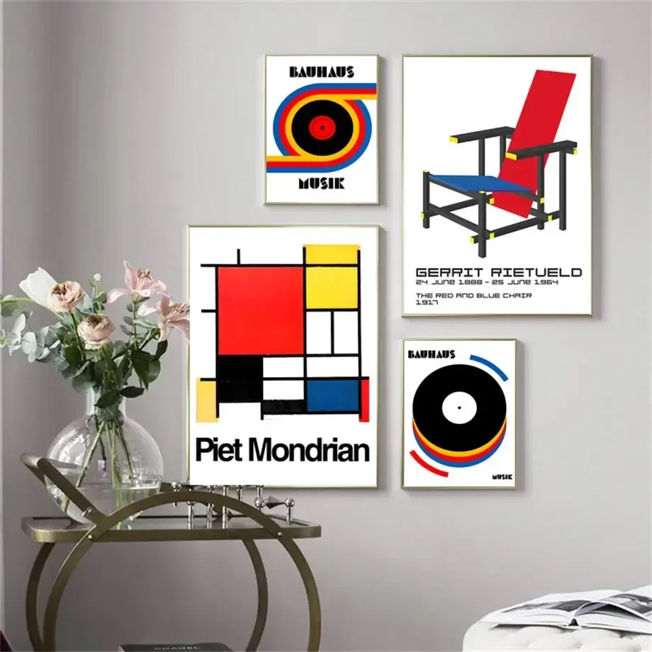 Bauhaus Mondrian Geometric Poster Mid Century Exhibition Art
