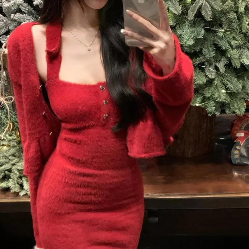 

Women's Autumn and Winter Pure Desire Sexy Temperament Skirt Thickened Tight Sheath Short Dress