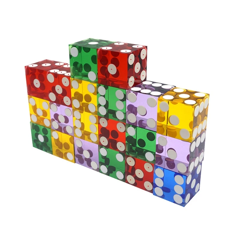 Precision Dice 19mm Upgraded Acrylic Transparent six Sided D6 Casino for Sharp Straight Corners 5pcs game dice dice set acrylic dice
