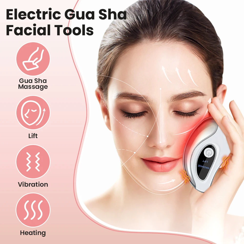 Electric Gua Sha Heated Device Red Blue Light Face Vibration Massager  Scraping Board for Skin Rejuvenation Face Lifting Machine - AliExpress 66